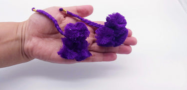 4 x Violet Pom-Pom Tassels Latkan, Pompom Decorations, Pom poms
